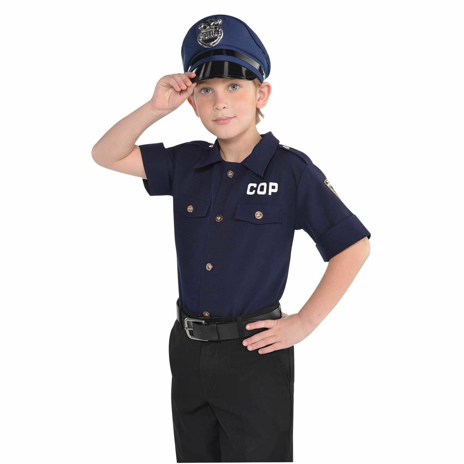 Amscan Children's Fancy Dress Police Shirt UK Size 8/10 Years RRP 8.99 CLEARANCE XL 1.99
